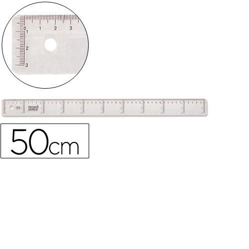 Régua de plástico cristal, 50 cm