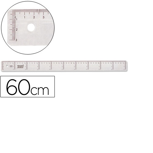 Régua de plástico cristal, 60 cm