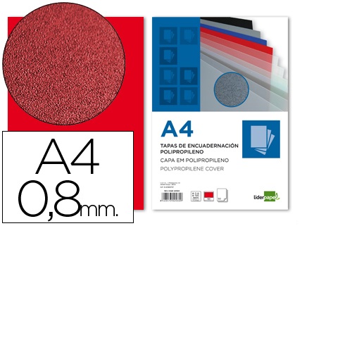 Capas de encadernação em polipropileno, Opacas, Vermelho