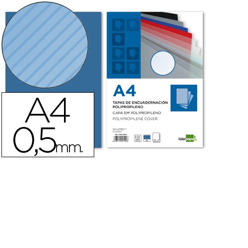 Capas de encadernação polipropileno transparente raiado, Azul