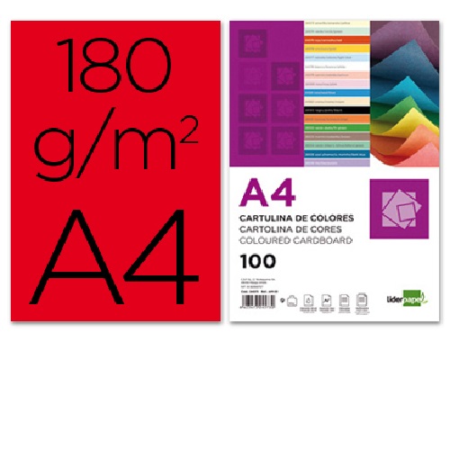 Cartolina 180 grs/m² - Embalagens de uma só cor, Vermelho