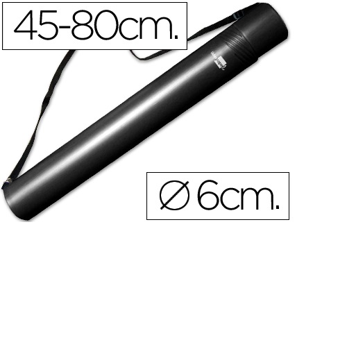 Tubo porta desenhos extensível, Preto