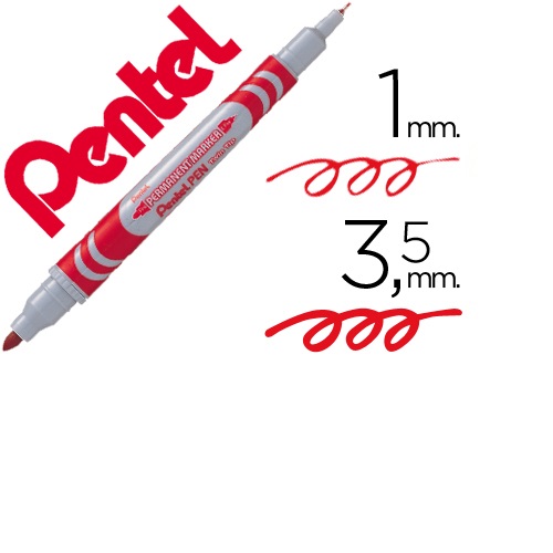 Marcador permanente ponta dupla N65W, Vermelho
