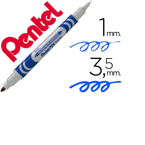 Marcador permanente ponta dupla N65W, Azul