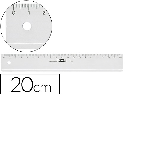 Régua plástico cristal, 20 cm