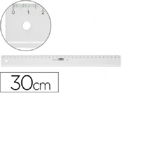 Régua plástico cristal, 30 cm