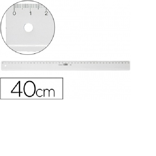 Régua plástico cristal, 40 cm